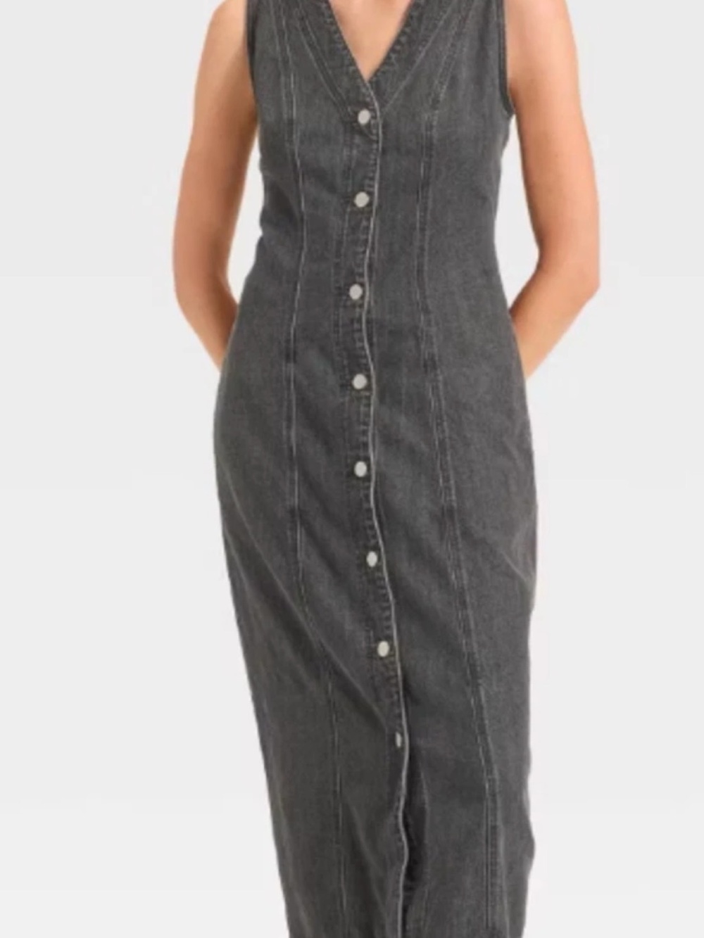 Gray denim maxi dress